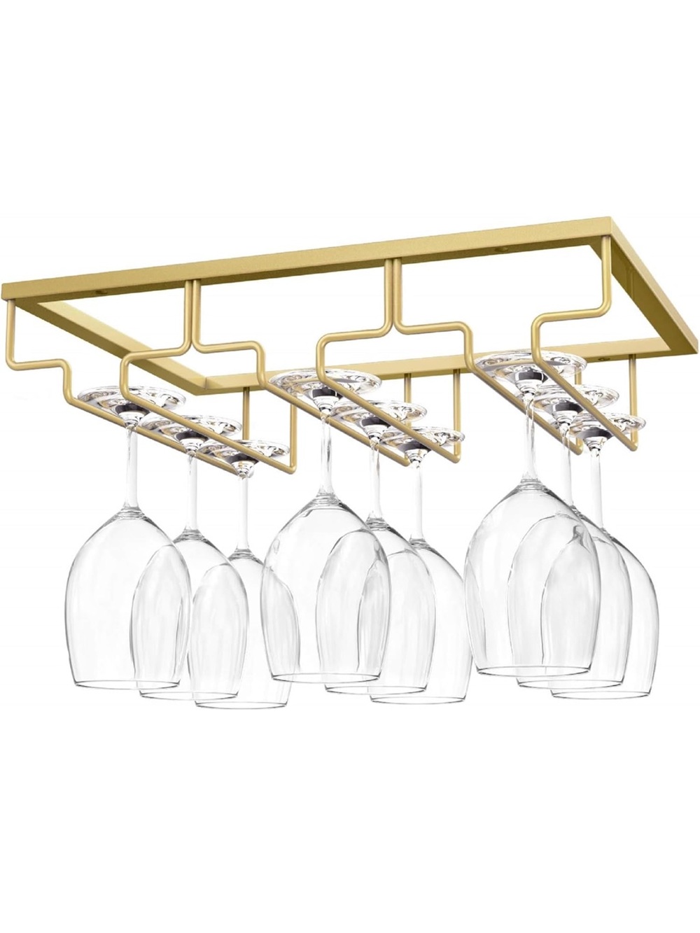 Gold Under-Cabinet Wine Glass Rack - Modern Stemware Hanger